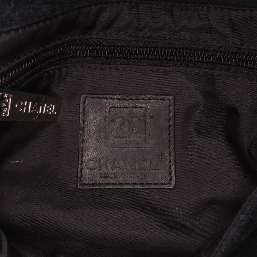 Chanel Terry Cloth CC Sport Line Shoulder Bag Black Cotton Good condition - Box View