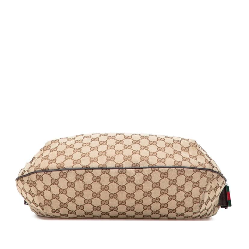 Gucci Medium GG Canvas Web Half Moon Crossbody Brown Canvas Good condition - Inside View