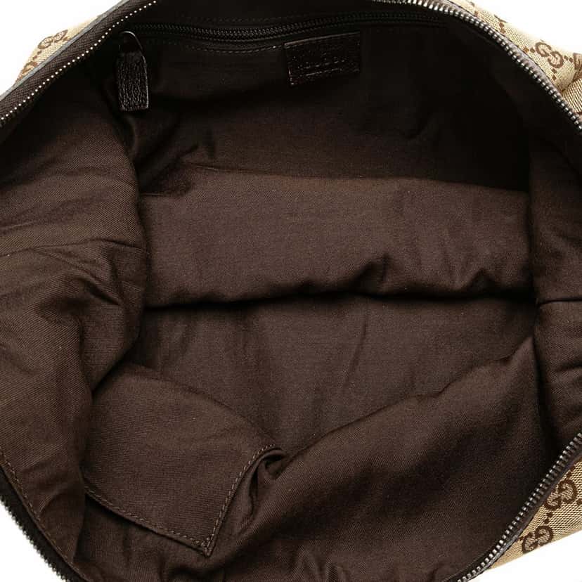 Gucci Medium GG Canvas Web Half Moon Crossbody Brown Canvas Good condition - Model View