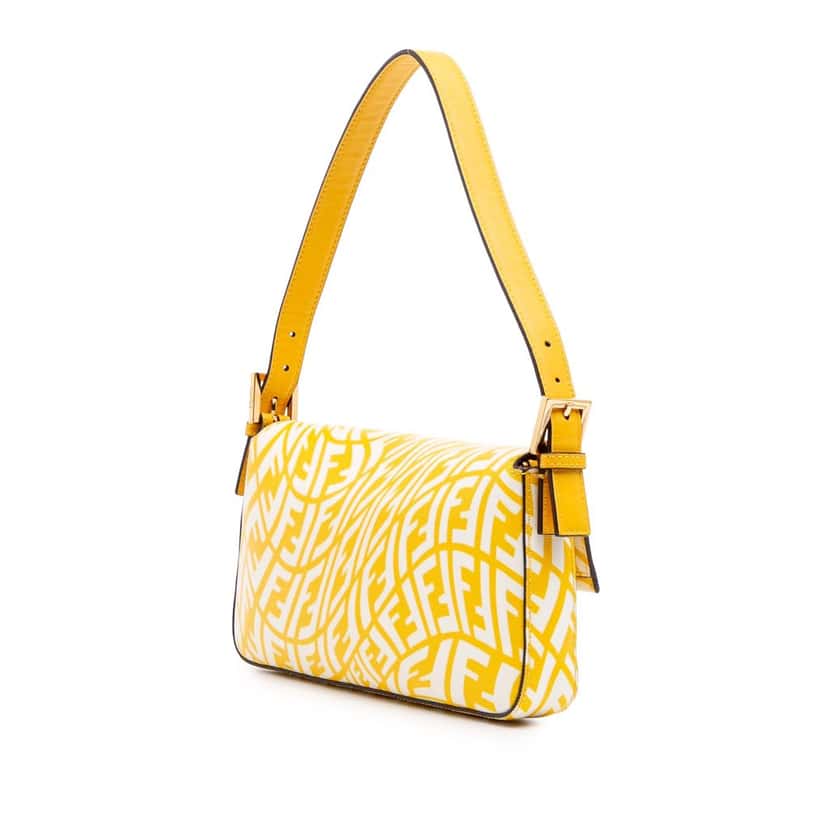 Fendi Sarah Coleman Zucca Coated Canvas 1997 Vertigo Baguette Yellow Canvas Good condition - Back View