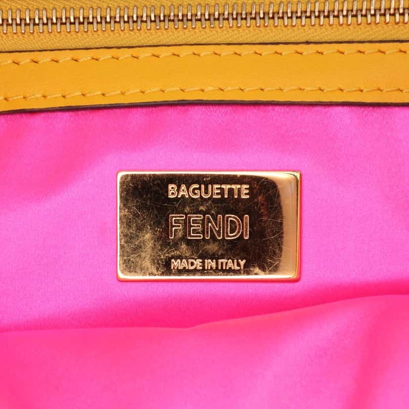 Fendi Sarah Coleman Zucca Coated Canvas 1997 Vertigo Baguette Yellow Canvas Good condition - Box View