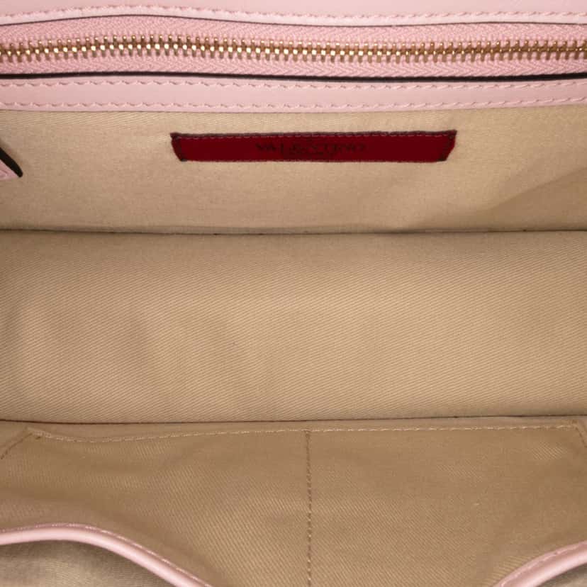 Valentino Medium Calfskin Rockstud Glam Lock Crossbody Pink Leather Good condition - Model View