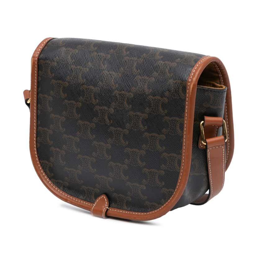 Celine Medium Triomphe Coated Canvas Folco Crossbody Brown Canvas Good condition - Back View