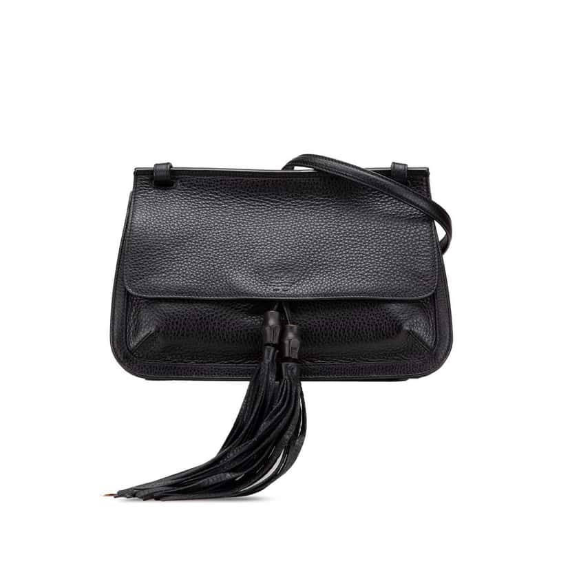 Gucci Medium Leather Bamboo Daily Crossbody Black Leather Good condition - Front View