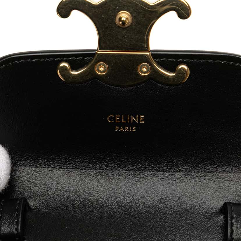 Celine Mini Shiny Calfskin Triomphe Crossbody Black Leather Good condition - Box View
