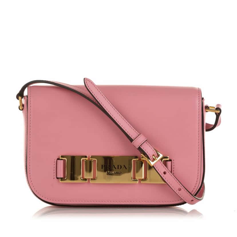 Prada Glace Calf Etiquette Crossbody Pink Leather Very good condition - Front View