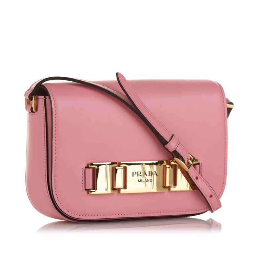 Prada Glace Calf Etiquette Crossbody Pink Leather Very good condition - Back View