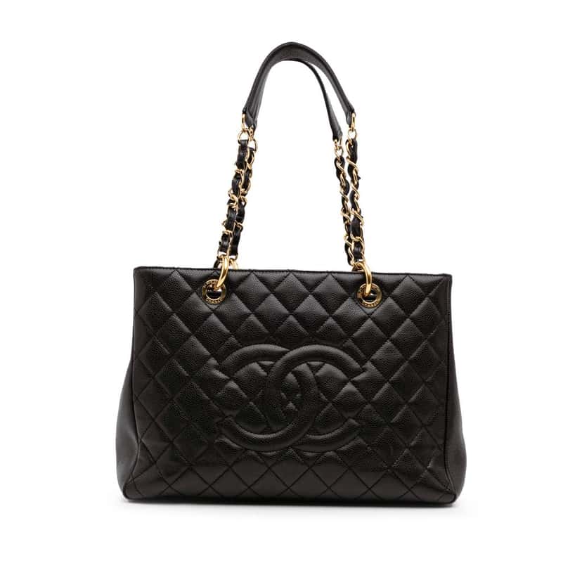 Chanel Caviar Grand Shopping Tote Black Leather Good condition - Front View