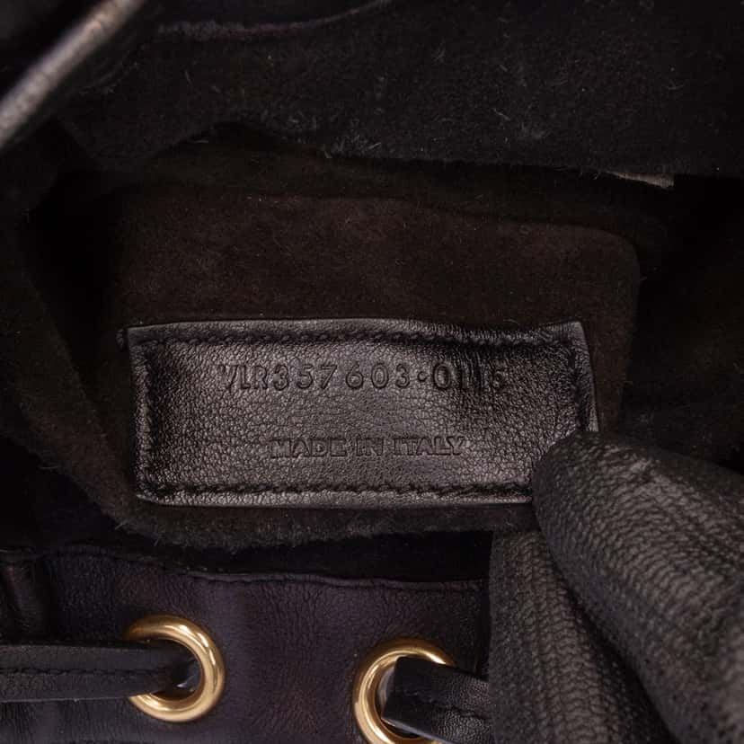 Saint Laurent Small Calfskin Emmanuelle Fringe Bucket Bag Black Leather Good condition - Box View