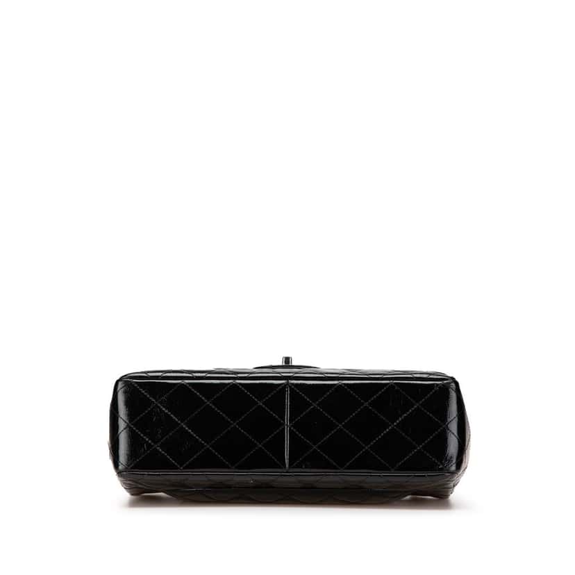 Chanel Jumbo Classic Crinkled Patent Single Flap Black Leather Good condition - Inside View