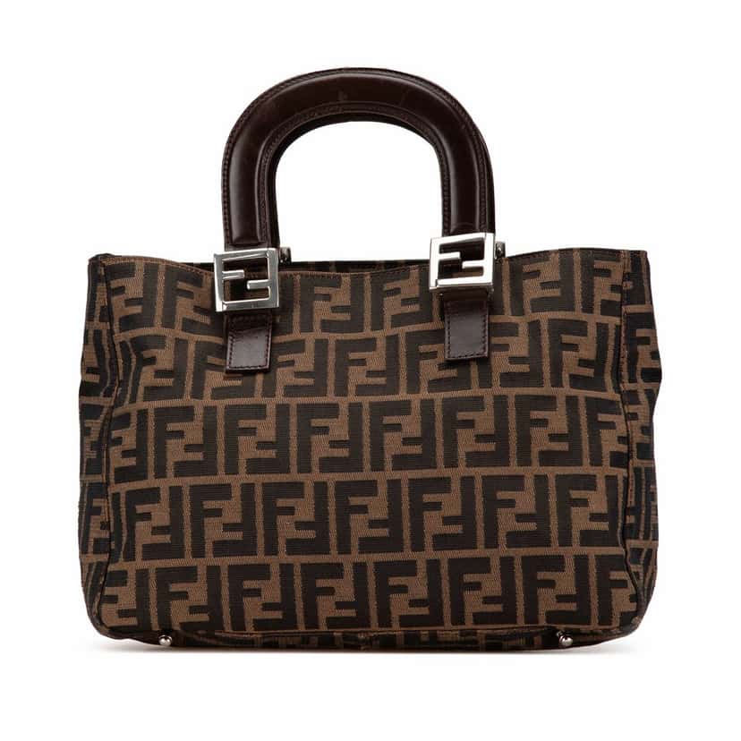 Fendi Small Zucca Canvas Twins Tote Brown Canvas Good condition - Front View