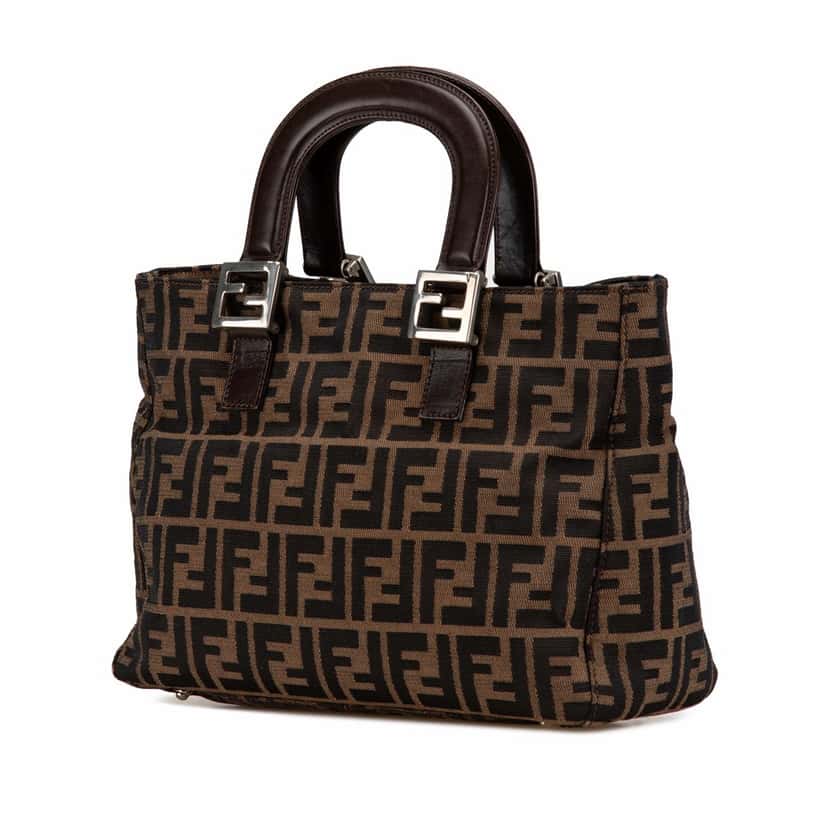 Fendi Small Zucca Canvas Twins Tote Brown Canvas Good condition - Back View