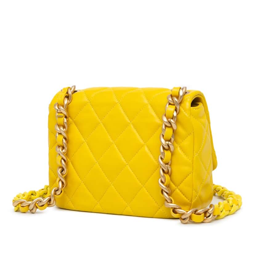 Chanel Small Quilted Lambskin Candy Chain Flap Yellow Leather Good condition - Back View