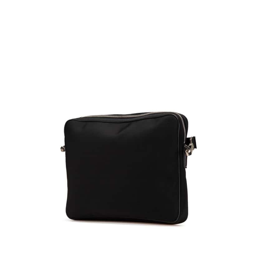 Gucci Leather Trimmed Nylon Laptop Bag Black Good condition - Back View