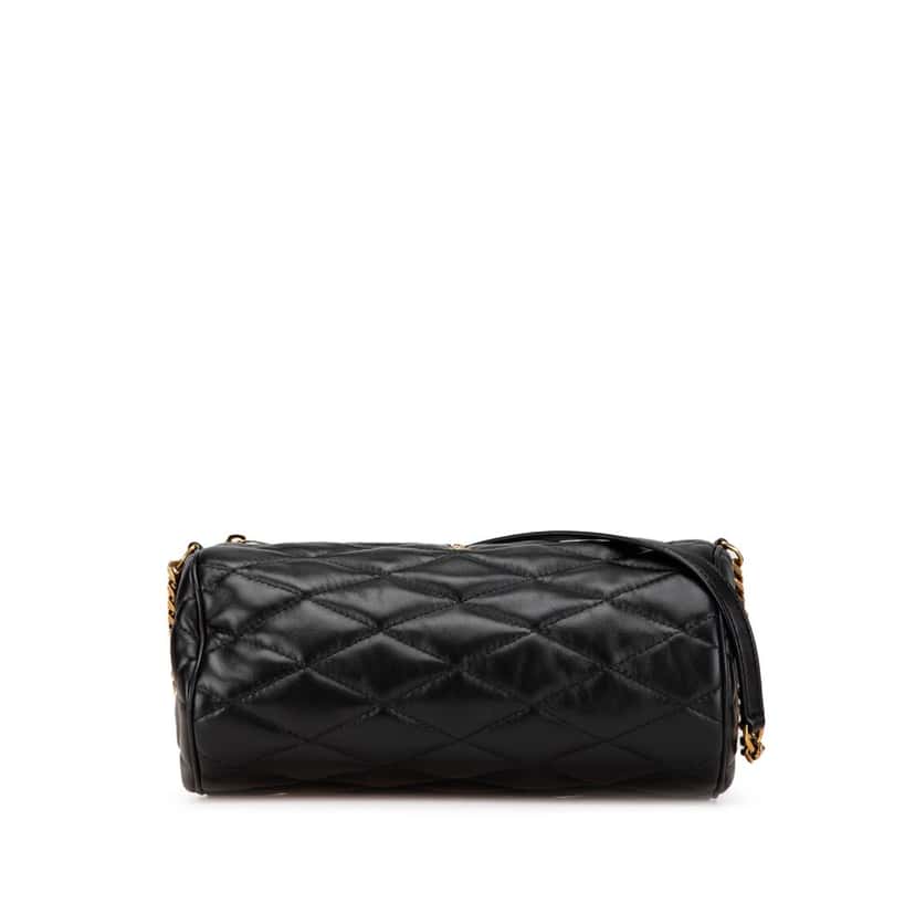 Saint Laurent Small Quilted Lambskin Sade Tube Bag Black Leather Good condition - Front View