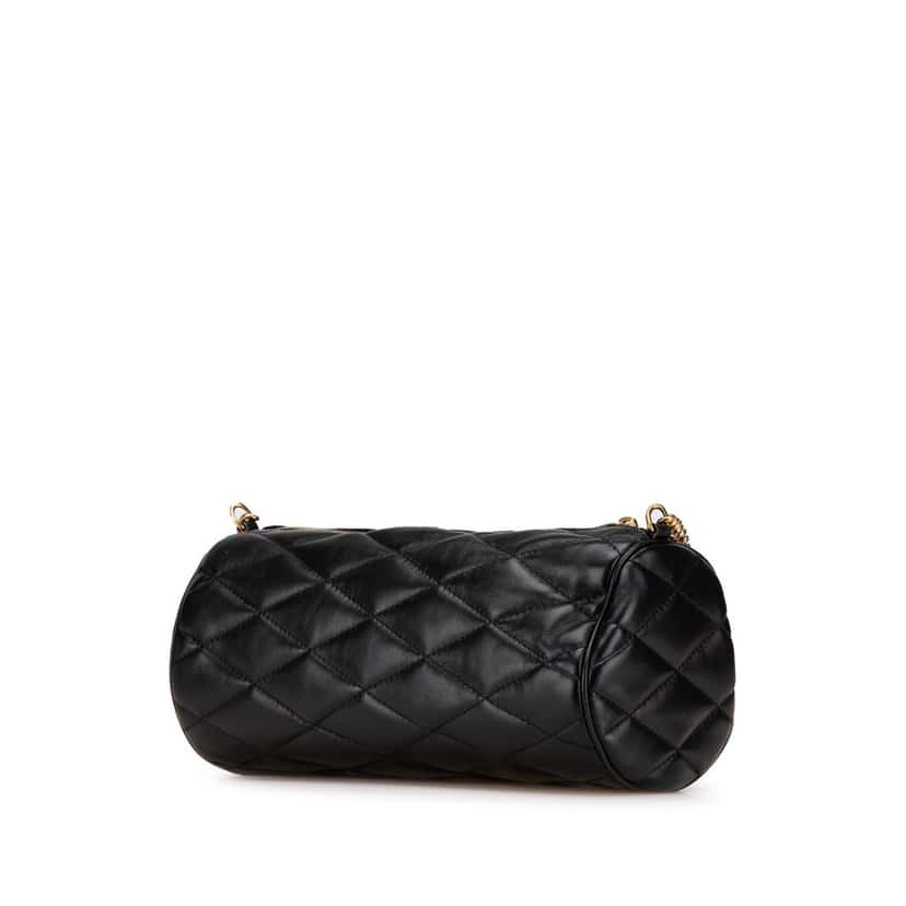 Saint Laurent Small Quilted Lambskin Sade Tube Bag Black Leather Good condition - Back View
