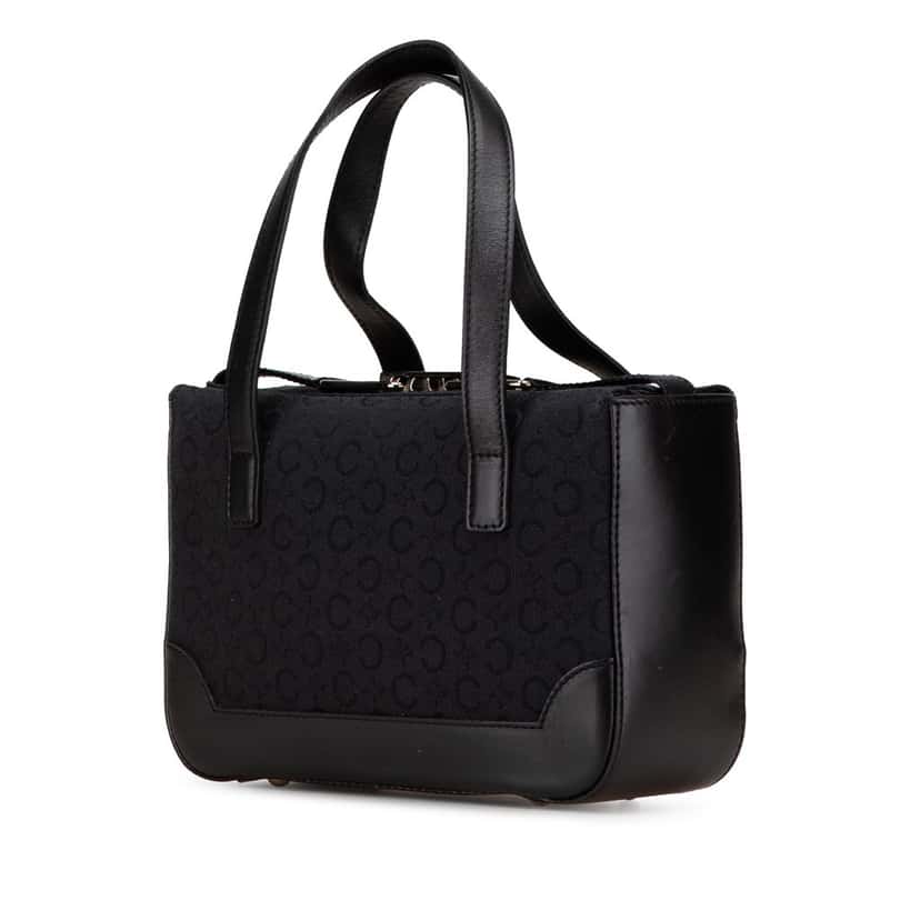 Celine C Macadam Canvas Handbag Black Canvas Good condition - Back View