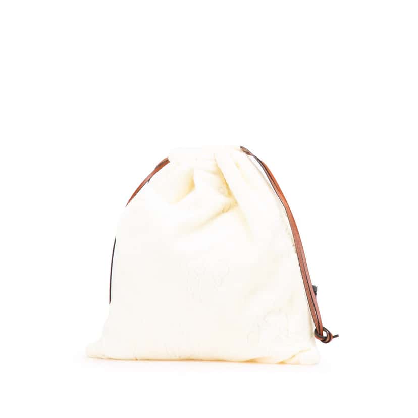 Loewe Paulas Ibiza Anagram Towelling Drawstring Pouch Brown Cotton Good condition - Back View