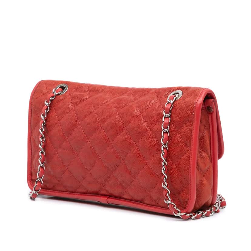 Chanel Medium Caviar French Riviera Flap Red Leather Good condition - Back View