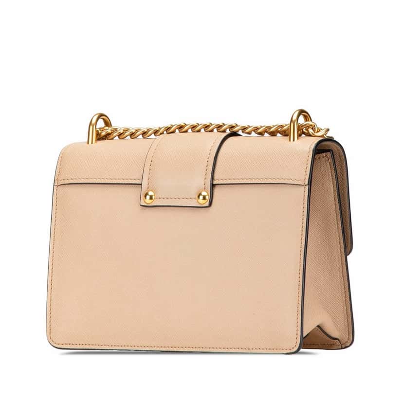 Prada Saffiano Turn Lock Crossbody Brown Leather Good condition - Back View