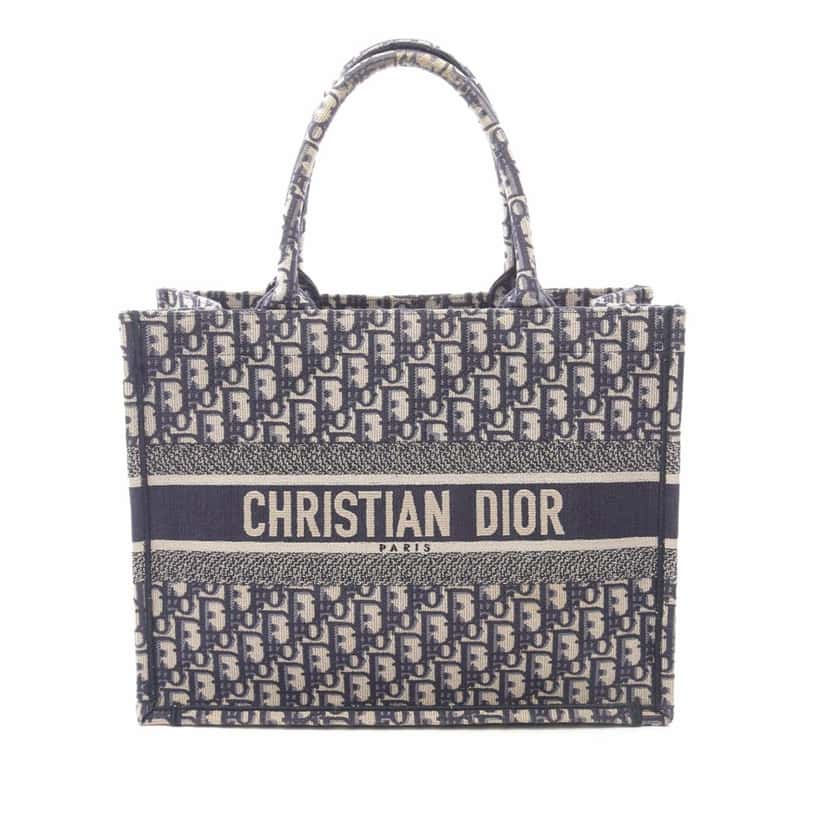 Dior Medium Oblique Canvas Book Tote Blue Canvas Good condition - Front View