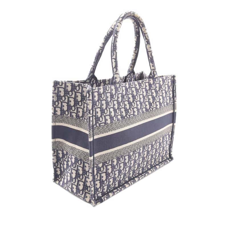 Dior Medium Oblique Canvas Book Tote Blue Canvas Good condition - Back View