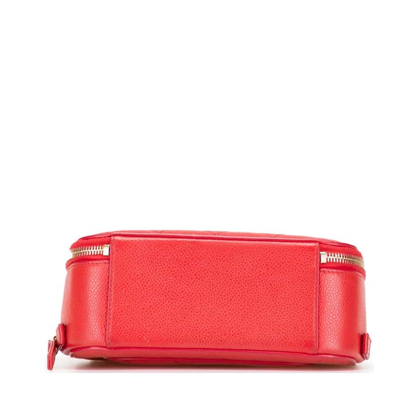 Chanel Small Quilted Caviar Top Handle Camera Bag Red Leather Very good condition - Inside View