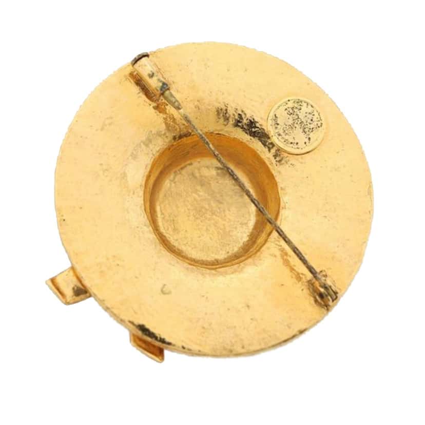Chanel Gold Plated Straw Hat Brooch Gold Metal Good condition - Inside View