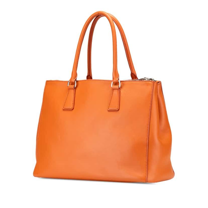 Prada Medium Soft Calf Galleria Double Zip Tote Orange Leather Good condition - Back View