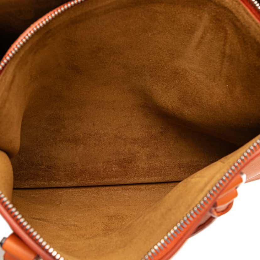 Prada Medium Soft Calf Galleria Double Zip Tote Orange Leather Good condition - Model View