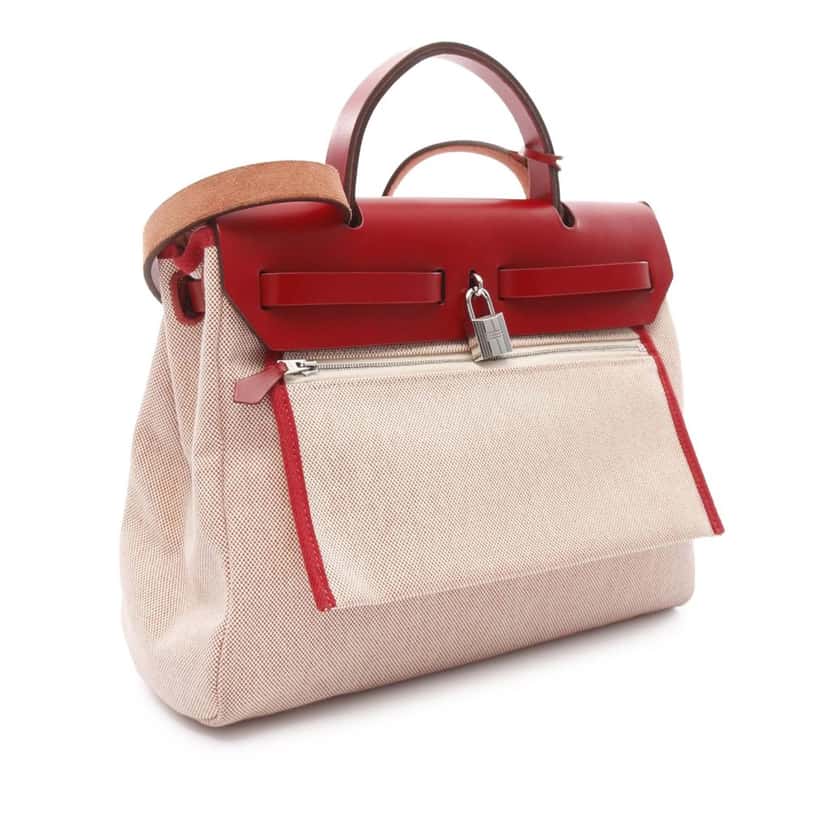 Hermès Toile and Vache Hunter Pegase Pop Herbag Zip 31 Brown Canvas Good condition - Back View