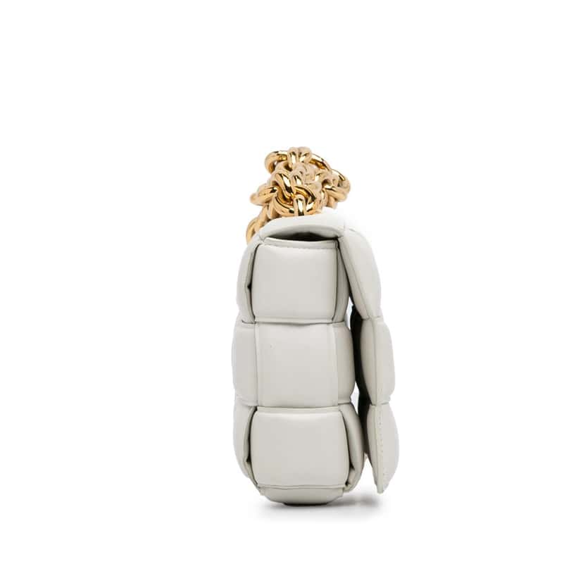 Bottega Veneta Nappa Intrecciato Padded Chain Cassette Satchel White Leather Good condition - Inside View