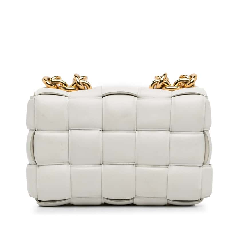 Bottega Veneta Nappa Intrecciato Padded Chain Cassette Satchel White Leather Good condition - Model View