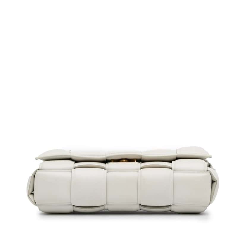 Bottega Veneta Nappa Intrecciato Padded Chain Cassette Satchel White Leather Good condition - Box View