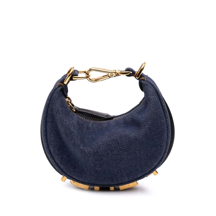 Fendi Nano Denim Fendigraphy Hobo Blue Denim Good condition - Front View