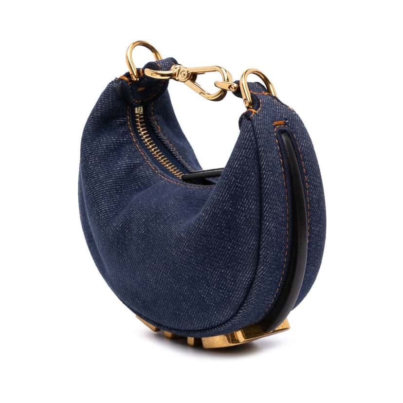 Fendi Nano Denim Fendigraphy Hobo Blue Denim Good condition - Back View