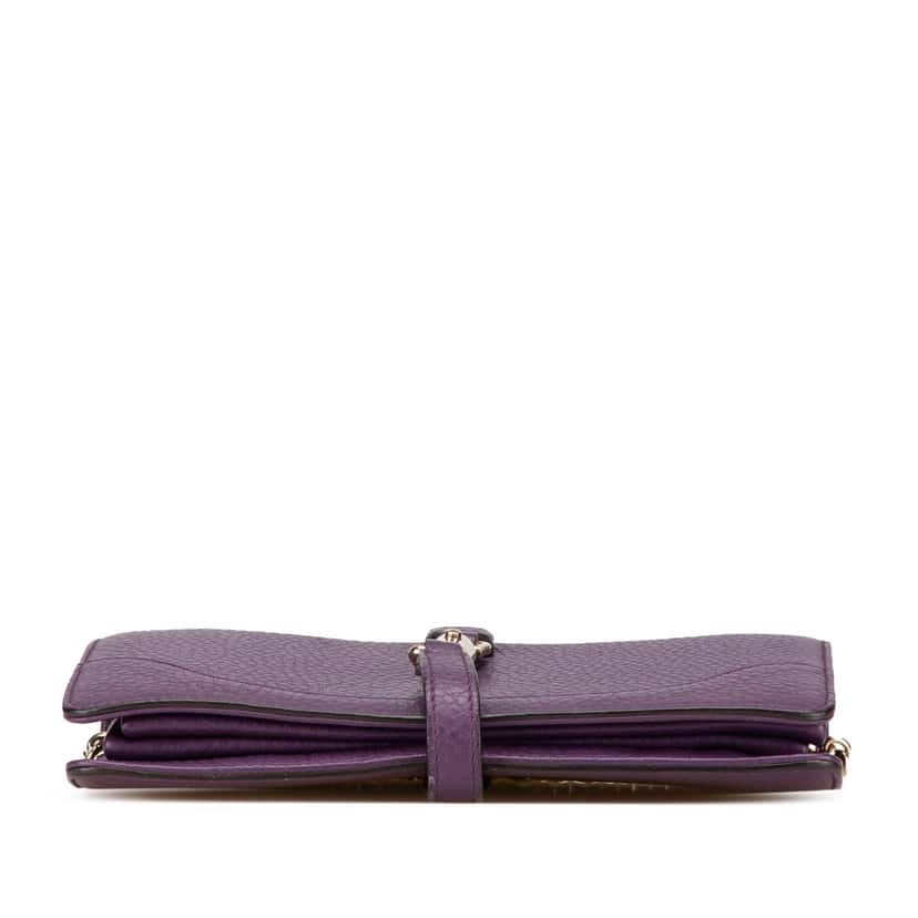 Gucci Pebbled Calfskin Piston Broadway Evening Bag Purple Leather Very good condition - Inside View