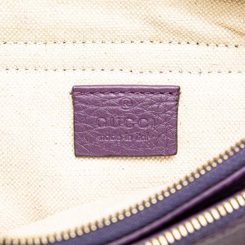 Gucci Pebbled Calfskin Piston Broadway Evening Bag Purple Leather Very good condition - Box View