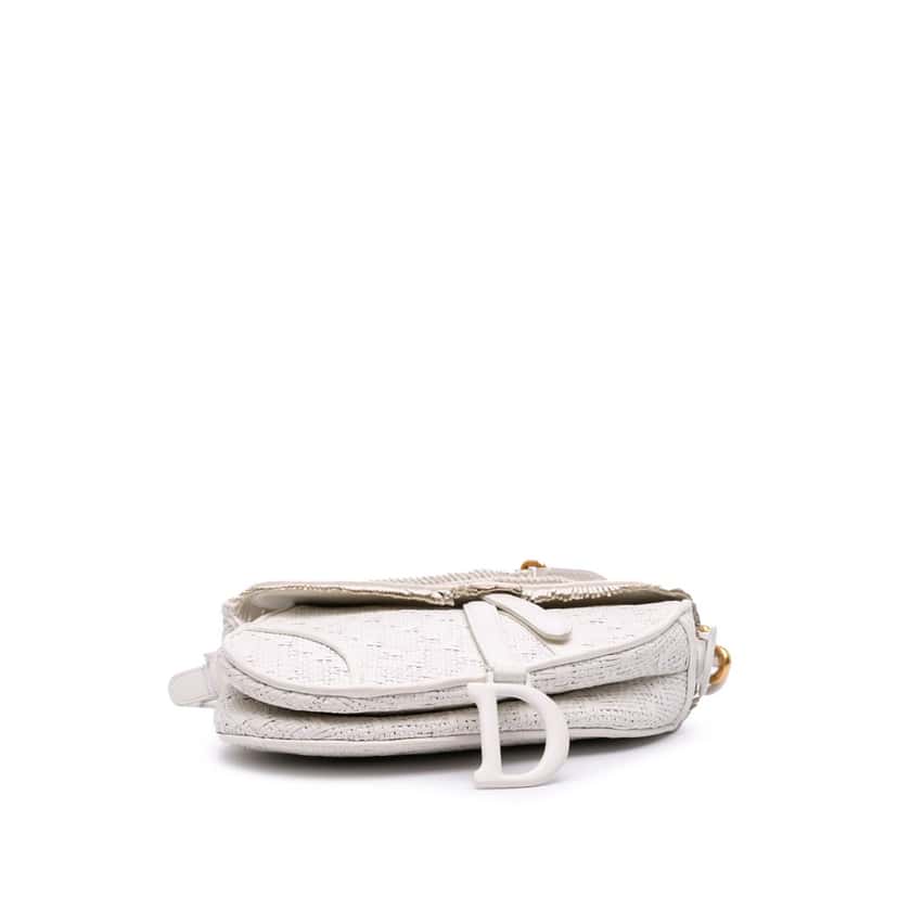 Dior Ultra Matte Woven Calfskin Saddle Bag White Leather Good condition - Inside View