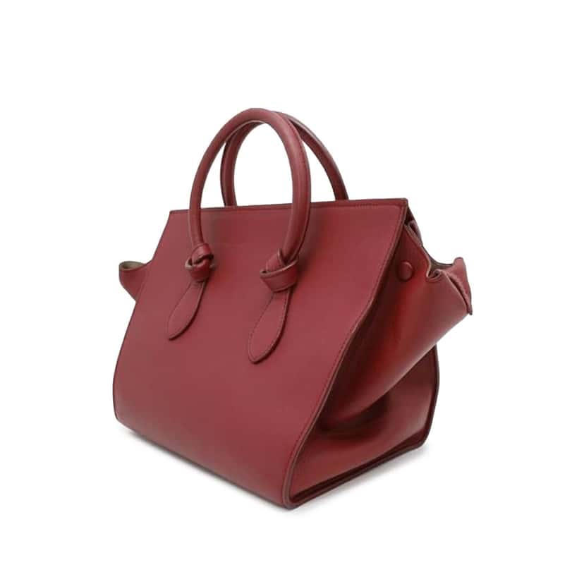 Celine Small Smooth Calfskin Tie Knot Handbag Red Leather Good condition - Back View