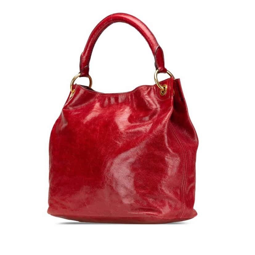 Prada Vitello Shine Shoulder Bag Red Leather Good condition - Back View