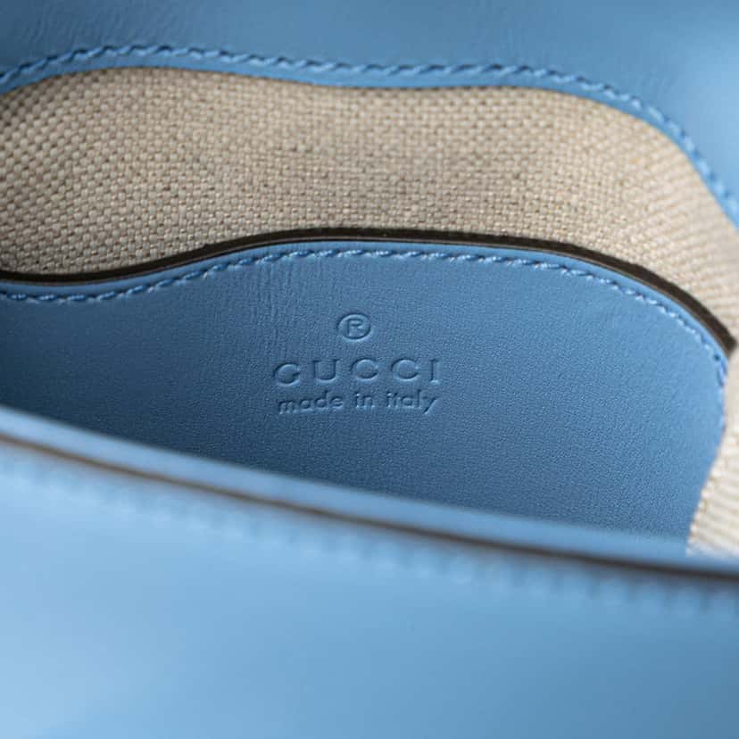 Gucci Mini Calfskin Bamboo Top Handle Bag Blue Leather Very good condition - Box View
