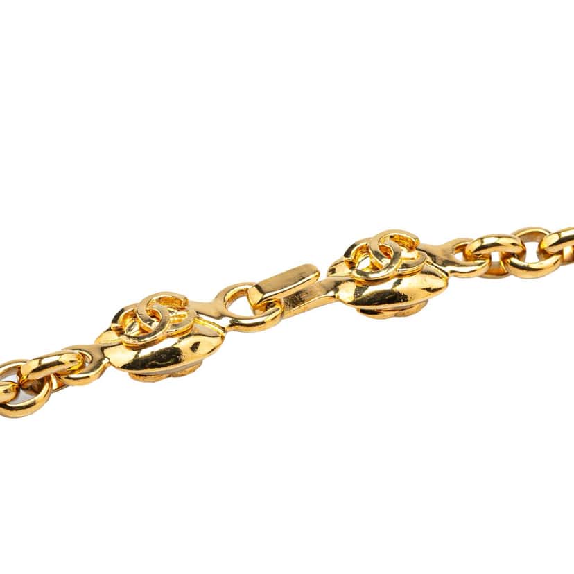 Chanel Gold Plated CC Clover Pendant Necklace Gold Metal Good condition - Inside View