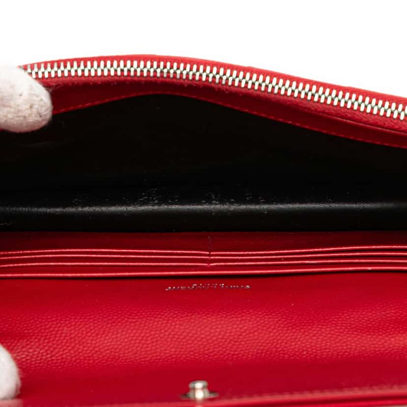Saint Laurent Grain De Poudre Cassandre Chain Wallet Red Leather Good condition - Model View