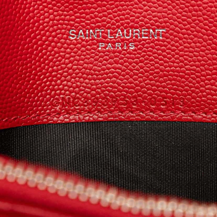 Saint Laurent Grain De Poudre Cassandre Chain Wallet Red Leather Good condition - Box View