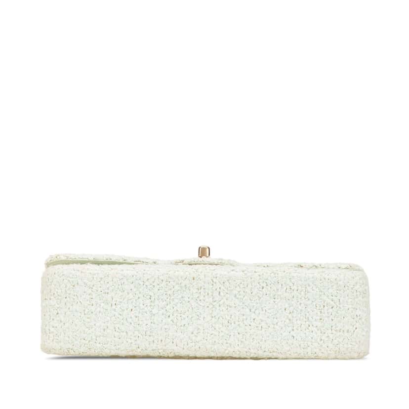 Chanel Medium Classic Tweed Double Flap Green Tweed Good condition - Inside View