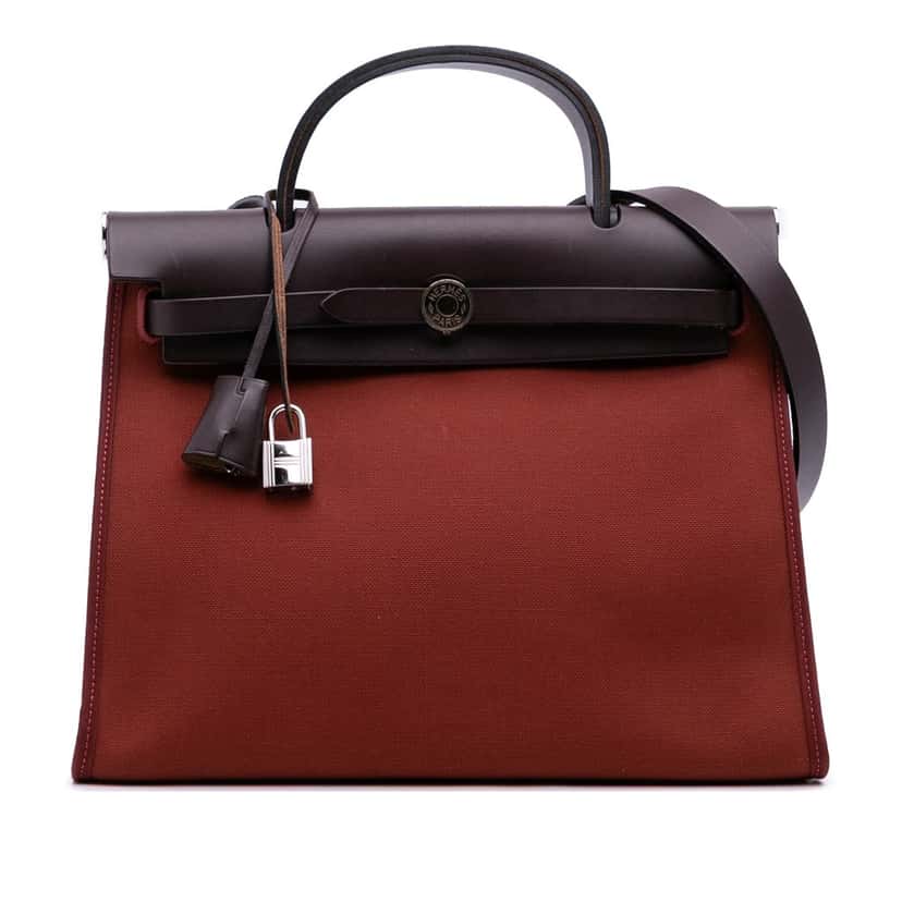 Hermès Toile Herbag Zip 31 Red Canvas Good condition - Front View