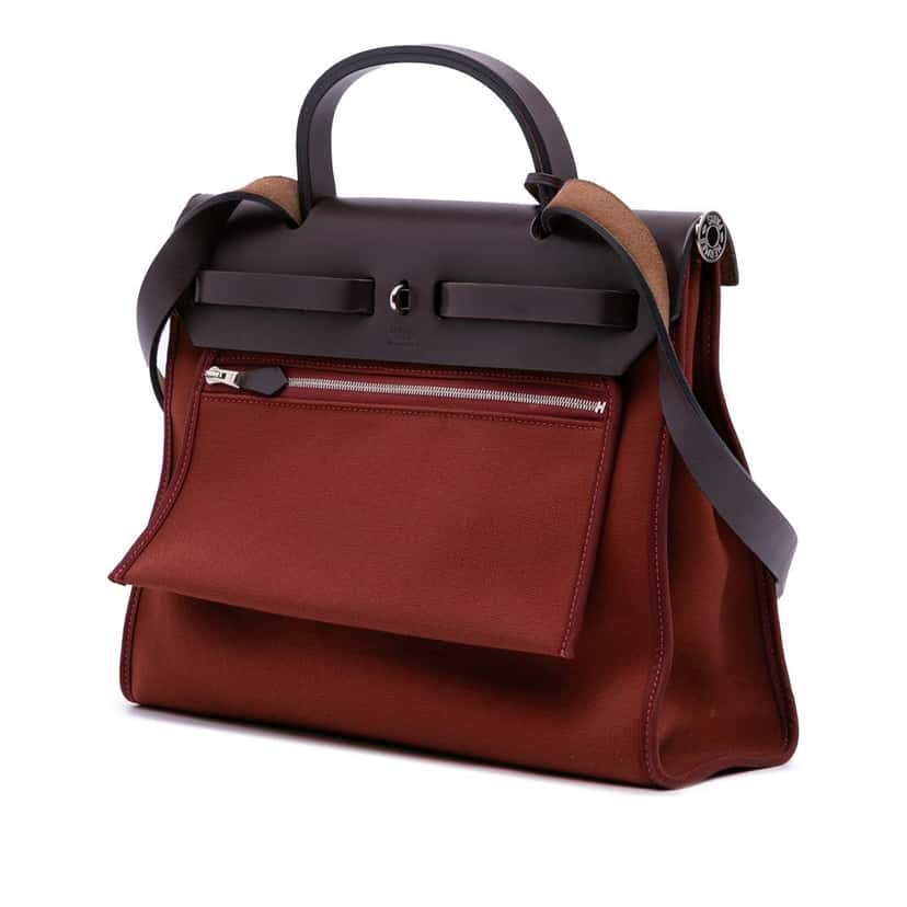 Hermès Toile Herbag Zip 31 Red Canvas Good condition - Back View