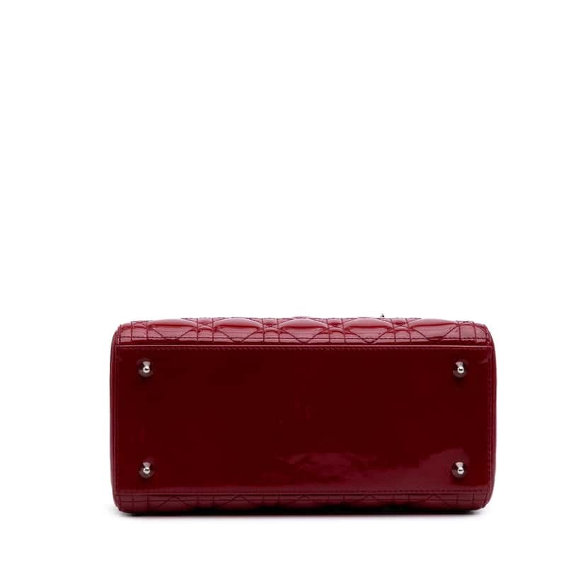 Dior Medium Patent Cannage Lady Dior Red Leather Good condition - Inside View