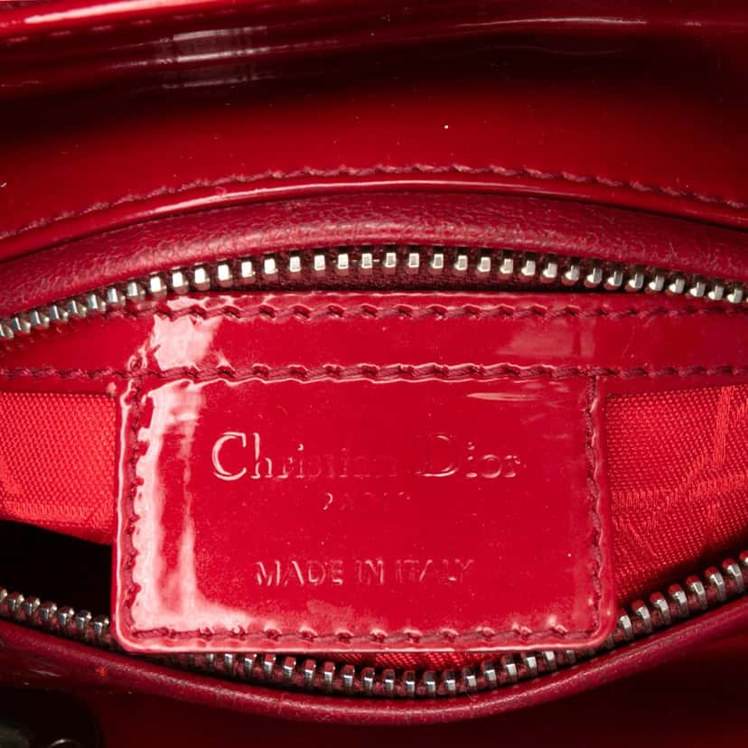 Dior Medium Patent Cannage Lady Dior Red Leather Good condition - Box View